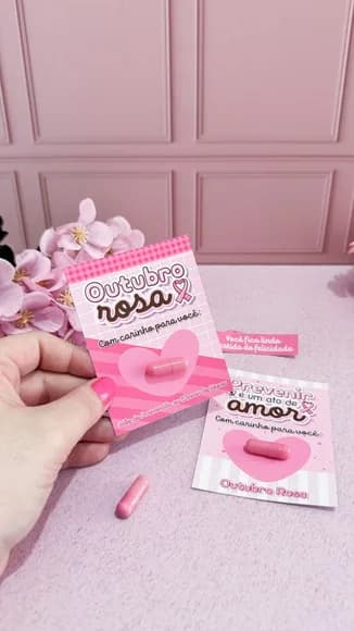 Card Cápsula com Mensagem Outubro Rosa