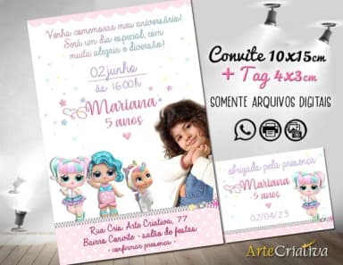 Convite Digital C/tag Boneca Lol Surprise Candy Color