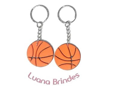 Chaveiro Bola de Basquete Emborrachado Pacote com 6 Unidades