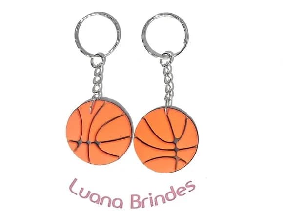 Chaveiro Bola de Basquete Emborrachado Pacote com 6 Unidades