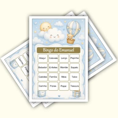 Bingo Chá de Bebê Menino PDF Para Imprimir