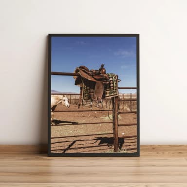 Quadro Decorativo Sela e Cavalo no Campo 2687