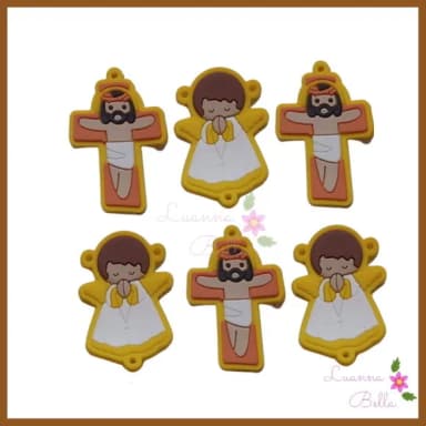 Kit Jesus Crucificado e Anjo Amarelo Emborrachado-Pct c/ 6