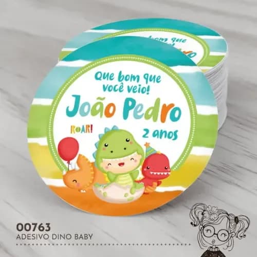 Adesivo Redondo Dino Baby - 00763