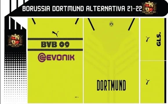 Vetor Da Camisa Borussia Dortmund Alternativa 21-22
