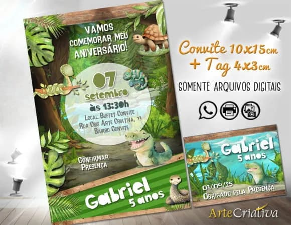 Convite Digital C/tag Repteis 2