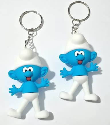 Chaveiros Smurf Emborrachado Pacote com 5 Unidades