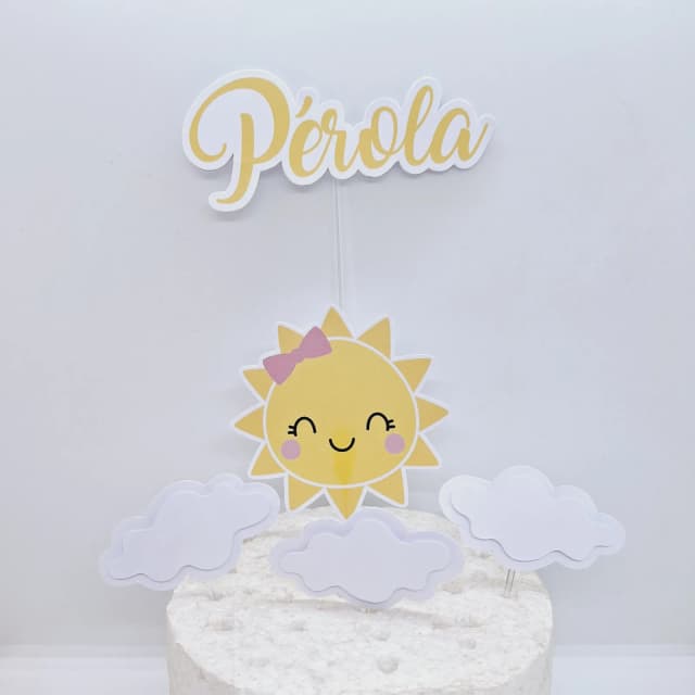 Topo de Bolo Personalizado SOL - Decoração de Festa - Papelaria