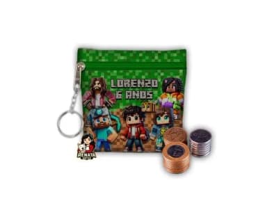 Chaveiro Porta Moedas Personalizado Minecraft Filme