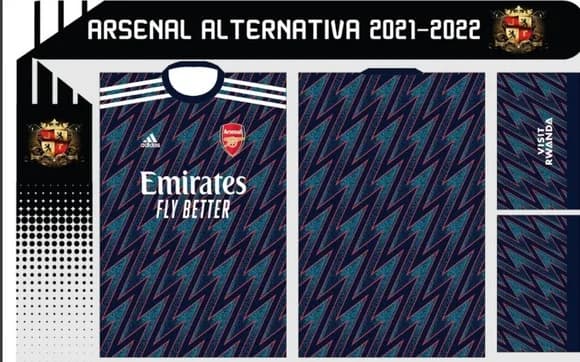 Vetor Da Camisa Arsenal Alternativa 2021-2022