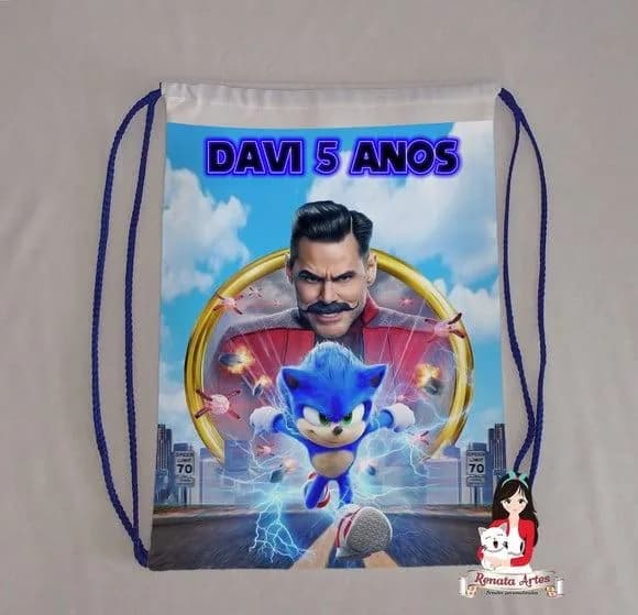 Mochila de Tecido Personalizada Sonic Filme 2020