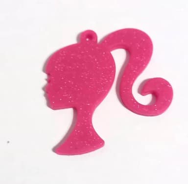 Pingente Barbie com Glitter Emborrachado - 6 Unidades