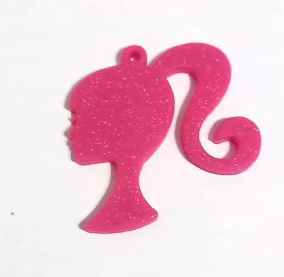 Pingente Barbie com Glitter Emborrachado - 6 Unidades