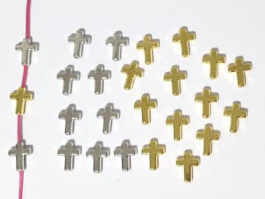 Cruz com Furo Passante Dourado e Prata Abs - 50 Unidades