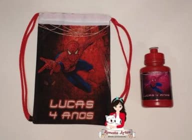 Mochila com Squeeze Personalizado Homem Aranha