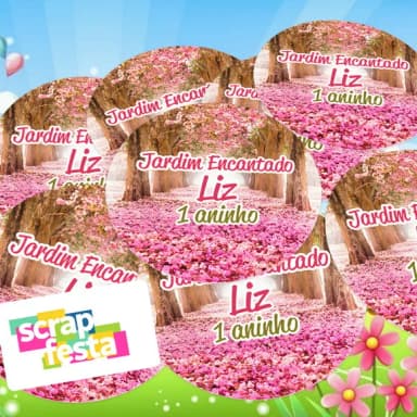 Adesivo 5 cm Redondo Personalizado Festa Jardim Encantado