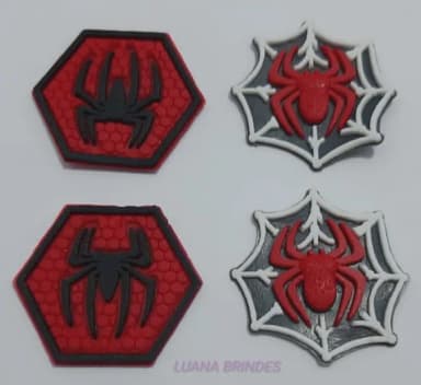 Aplique Símbolos Homem Aranha De Borracha - Pct C/8 Unidades