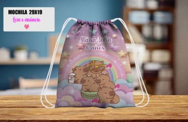 Mochilinha personalizada para lembrancinha da Capivara
