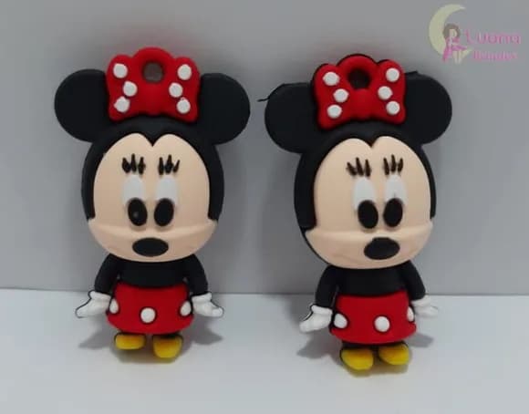 Pingente Minnie de Borracha - 4,6cm - pct c/2 unidades