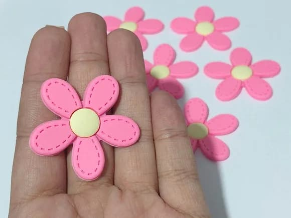 Aplique Flor Rosa 4cm Emborrachado Pacote com 6 Unidades