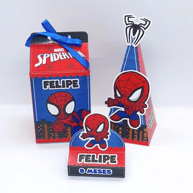 PEGUE E MONTE - Kit Festa HOMEM ARANHA CUTE - Decoração de Festa - Caixinhas Personalizadas