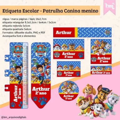 60 Etiquetas Patrulha Canina Menino