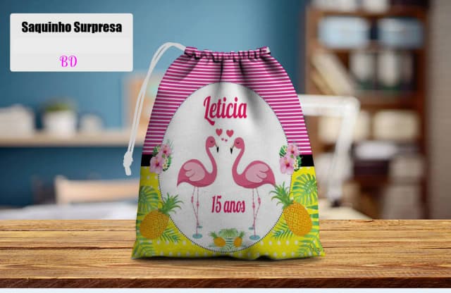 Saquinho Supresa para lembrancinhas Flamingos