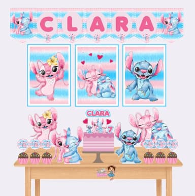 Kit Festa Só Um Bolinho STITCH E ANGEL - Decoração de Festa