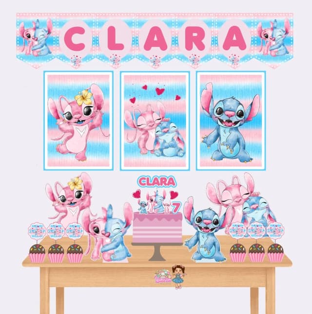 Kit Festa Só Um Bolinho STITCH E ANGEL - Decoração de Festa
