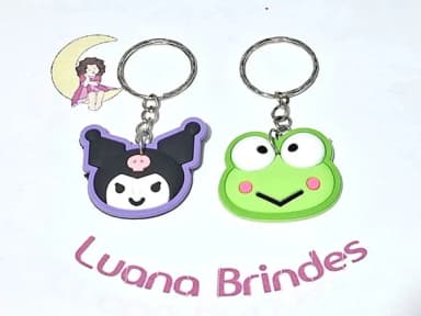 Chaveiro Keroppi e Kuromi Emborrachado Pacote com 10 Unidade