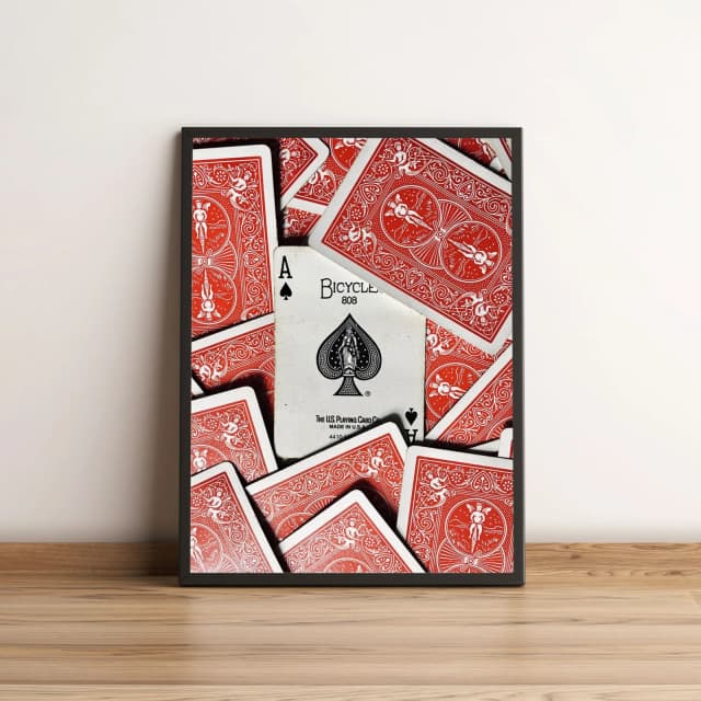 Quadro Decorativo com Cartas de Baralho em Vermelho 2177