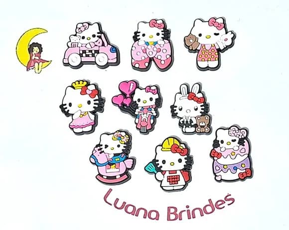 Aplique Hello Kitty Emborrachado Pacote com 9 Unidades