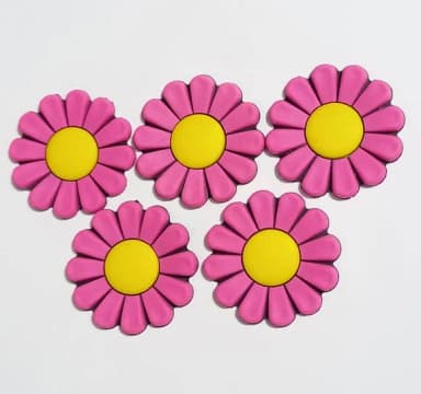 Aplique Flor Pink 4 cm Emborrachado - 6 Unidades