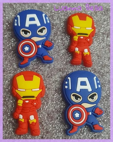 Apliques Super Heróis de borracha - pct c/6 unidades