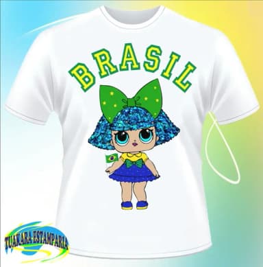 Camiseta Boneca Lol Surprise Brasil Copa