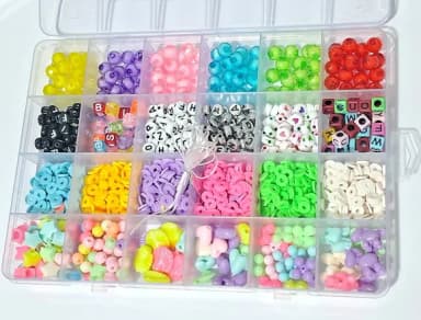 Kit Miçanga de Colar e Pulseira Caixa com Divisória