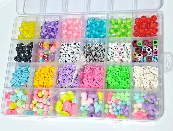Kit Miçanga de Colar e Pulseira Caixa com Divisória