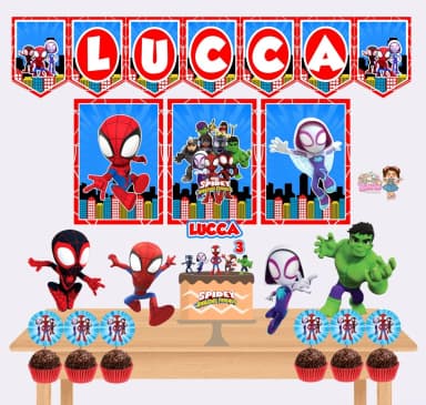 Kit Festa Só Um Bolinho SPIDEY E SEUS AMIGOS ESPETACULARES - Decoração de Festa