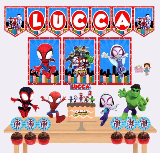 Kit Festa Só Um Bolinho SPIDEY E SEUS AMIGOS ESPETACULARES - Decoração de Festa