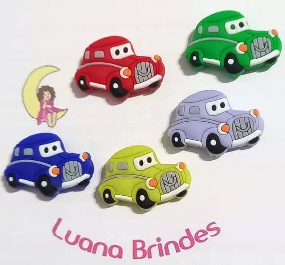 Pingente Carrinho Emborrachado c/ Furo Passante- 5 Unidades