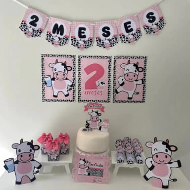 Kit Mesversário Vaquinha Personalizados - Só Um Bolinho