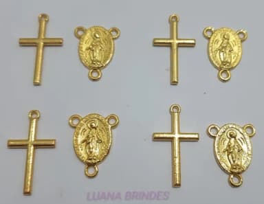 Kit Terço Cruz Nossa Senhora Graças Metal Dou - Pct 6 kits