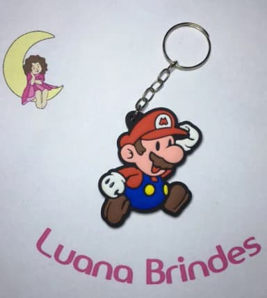 Chaveiro Mario Bros Andando Emborrachado Pct C/2 Unidades.