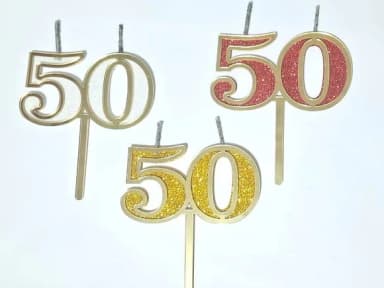 Vela 50 Anos Dourado Acrílico Pavio Magico - 1 Peça