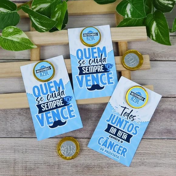 Card com Moeda de Chocolate Novembro Azul