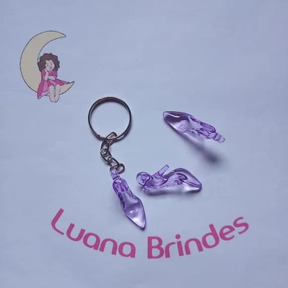 Chaveiro Sapatinho Acrílico Lilas 3,5cm Pct 10 Unidades