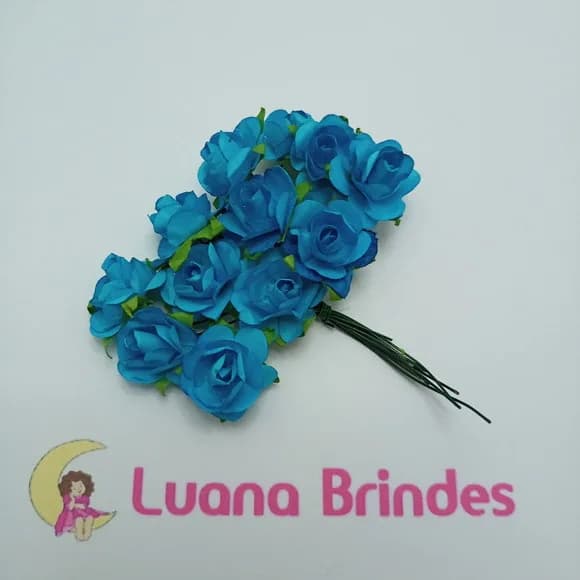 Buquês Flores de Papel Azul 2 Unidades com 12 Flores Cada