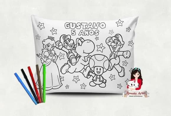 Almofada Pinte e Lave Super Mario