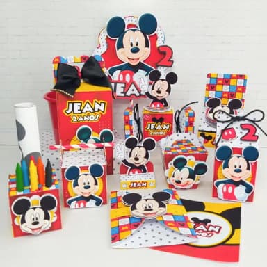 Kit 30 Lembrancinhas Mickey Quadriculado