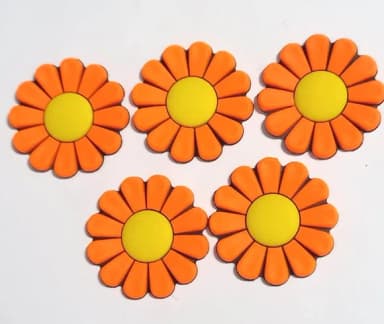 Aplique Flor Laranja 4 cm Emborrachado - 6 Unidades